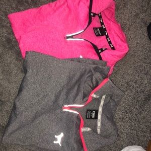 Pink and Grey polyester Quarter Zip